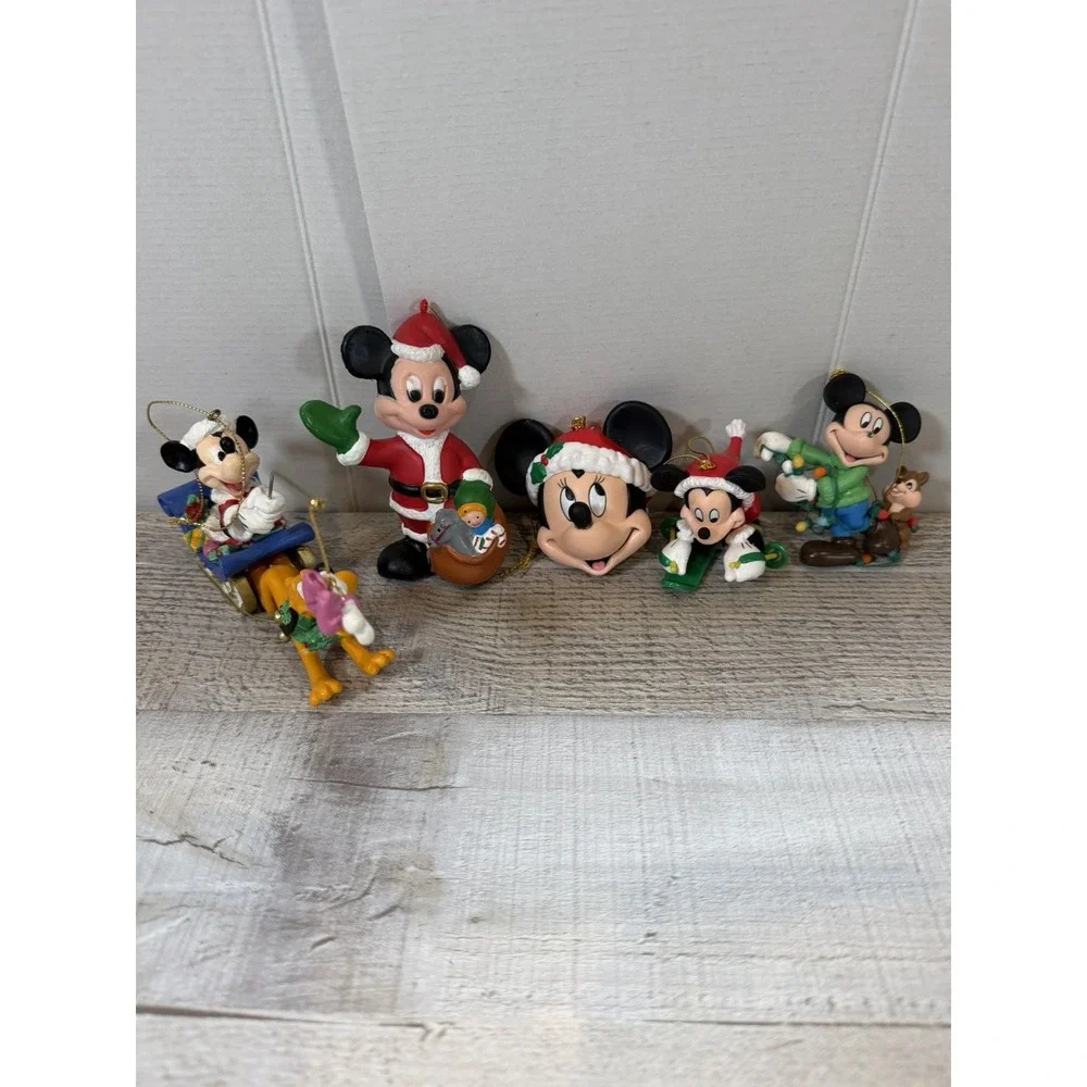 Disney Lot of 5 Set Christmas Ornaments Mickey Minnie Donald Pluto Goofy